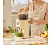 Exprimidor de gran calibre de 130 mm, exprimidor doméstico de baja velocidad, multifuncional, de tornillo, para frutas y verduras, exprimidor eléctrico comercial. EU&220V beige