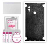 apgo Protective Skin Sticker for the back+sides compatible with Honor 10 Lite, Full Wrap Film, Foil, Vinyl - Pattern Black Leather