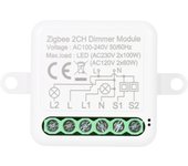 Zigbee Dimmer Switch Module App Control remoto cortina interruptor funciona con Alexa Google Home 2 Gang 1CH Dimmer Module blanco