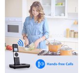 Teléfono Inalámbrico Digital Teléfono con Pantalla LCD Identificador de Llamadas Llamadas Manos Libres Llamada de Conferencia 16 Idiomas Admite Conexión de 5 Auriculares EU Plug