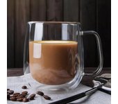 Taza de vidrio de borosilicato de doble pared con mango resistente al calor, taza de agua para café, leche, zumo, Bar, artículos de café, regalo para amantes 250ml