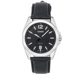 Reloj Casio MTP-E725L-1A de cuarzo con esfera negra y correa de cuero analógica estándar para hombre negro