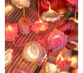 Luces LED de San Valentín con forma de rosa, decoración del Día de San Valentín, luces de hadas de rosas blancas y rosas, guirnalda de flores artificiales, decoración para el hogar YSX color rosa