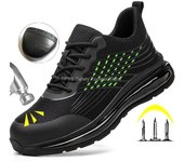 Zapatos de seguridad con amortiguación de aire para hombre, zapatos de trabajo con punta de acero, antigolpes y antiperforación, zapatillas de trabajo ligeras y transpirables, botas para hombre 40