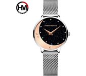 Reloj de pulsera de lujo para mujer, reloj de pulsera con movimiento de cuarzo, relojes con Flash nocturno y estrellas de luna para mujer