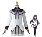 Disfraz de chica mágica de Anime Puella Magi Madoka Magica, disfraz de Akemi Homura Kaname Madoka, falda Mahou Shoujo, peluca, traje de batalla L-(Costume+Wig)