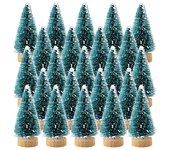 12 Uds Mini árboles de Navidad botella cepillo árboles plástico invierno nieve adornos mesa artesanía DIY decoración regalo de Navidad LXY 12pcs verde