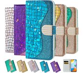 Funda de cuero con purpurina de diamantes para Samsung Galaxy A13 A12 A22 A32 A33 A42 A52 A52s A53 A72 A73 5g A01 A11 A21s A51 A71 For A52S azul