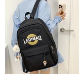 Mochila escolar para estudiantes de secundaria, mochila con estampado de letras, mochila de gran capacidad para mujer beige