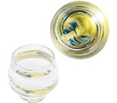 Kasyou Studio Kasho Koubou Kasho Makie Glass La Gran Ola de Kanagawa Copa de sake con forma de pecera en hoja de oro de Kanazawa Utensilio para sake dorado (Kagá