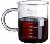 Taza de cristal de 450ml, vaso para leche, desayuno, taza de café, taza resistente a altas temperaturas con vajilla a escala