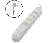 CHACON Regleta de 5 tomas 16 A con interruptor, enchufe plano, cable de 1,5 m HO5VV-F 3x1,5 mm² blanco