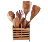 Utensilios de cocina antiadherentes Utensilios de cocina especiales de madera Con mango largo Espátula Cuchara grande Pala plana grande