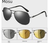 3026 Gafas de sol de aviador polarizadas con cambio de color y bisagras de resorte para hombre