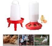 Comedero para pollos, diseño de patas plegables, bebedero para pollos, alimentador de agua para aves de corral de gran capacidad para patio de granja doméstico rojo