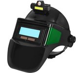 Casco de soldadura con oscurecimiento automático y energía solar con faro y lente de color verdadero de gran tamaño para soldar negro