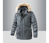 Chaqueta de invierno con capucha para hombre, ropa de moda con capucha de piel, abrigo para exteriores, chaqueta acolchada 2XL