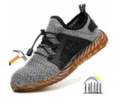 Zapatos de trabajo transpirables de verano, zapatos de seguridad livianos, zapatillas de trabajo de seguridad antipinchazos para mujer, botas de trabajo protectoras para hombres 35