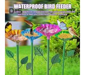Baños de pájaros de metal para exteriores, 2 o 4 piezas, soporte para jardín, comedero para colibríes con estaca de metal para decoración de patio y césped. amarillo