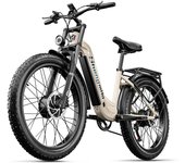 Bicicleta eléctrica todoterreno Shengmilo S700 con motor de 2000 W y neumáticos anchos de 26 pulgadas, batería Samsung de 48 V y 17,5 Ah caqui