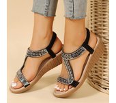 Sandalias de cuña de cristal para mujer, nuevos zapatos planos de verano, zapatillas gruesas, zapatos de playa informales, zapatos de diseñador para caminar, chanclas bohemias 37 oro