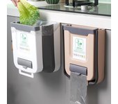 Cubo de basura plegable montado en la pared para cocina, armario doméstico, cesta colgante para almacenamiento de basura, clasificación creativa, cubo basura para colgar S blanco