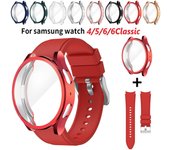 Funda protectora + correa para Samsung Galaxy Watch 4/5/6 40mm 44mm funda suave de TPU + pulsera para Galaxy Watch 6 Classic 43mm 47mm Correa Galaxy Watch 4 40mm negro