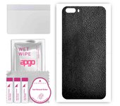 apgo Protective Skin Sticker for the back compatible with Cubot Magic, Wrap Film, Foil, Vinyl - Pattern Black Leather