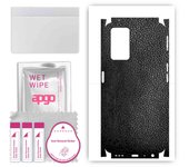apgo Protective Skin Sticker for the back+sides compatible with Oppo A96 4G, Full Wrap Film, Foil, Vinyl - Pattern Black Leather
