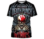 Nueva camiseta con estampado 3D de la banda de Metal Pop Five Fingers Death Punch, ropa de moda para hombres, camisetas de Hip Hop Harajuku Unisex de gran tamaño 5XL