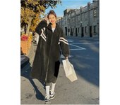 Chaqueta holgada y cálida para mujer, sudadera de sección larga, acolchada y gruesa, para otoño e invierno XL