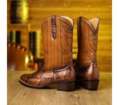 Botas vaqueras bordadas para hombre, clásicas, puntiagudas, de trabajo, con tacón grueso, resistentes, estilo retro, antideslizantes, hasta media pantorrilla. US 7.5 negro