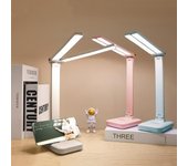 Lámpara de escritorio LED de 3 niveles, luz nocturna táctil regulable, recargable por USB, protección para los ojos, lámpara de mesa plegable para dormitorio, mesita de noche azul