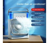 Ventilador portátil, aire acondicionado, ventilador eléctrico USB, luz LED de noche, niebla de agua, divertido humidificador de aire 3 en 1 para el hogar blanco