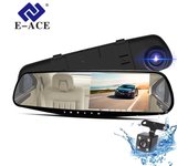 E-ACE Car Dvr Mirror Dash Cam Dual Len Vista trasera FHD 1080P Auto Dashcam Video Recorder Registrator No TF Card