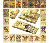 55 tarjetas Pokémon VSTAR GX EX VMAX MEGA TAG TEAM Entrenador de Energía Charizard Pikachu Colección Rara Carta de Batalla GI11 English - 27PCS oro