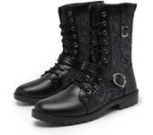 Botas de estilo británico retro para hombre, botas de cuero de moda para otoño e invierno, zapatos de vaquero negros de caña alta, botas de moto para hombre 39 negro