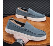 Mocasines para hombre, zapatos de verano, calzado de lona a la moda para hombre, zapatos vulcanizados informales de cuero de ante aterciopelados suaves y cómodos 39 caqui