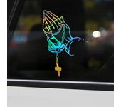 Pegatina a la moda para coche, Rosario de perlas, Dios, Jesucristo, oración, ventana, cristal, motocicleta, decoración automática Q2S6 green-12X7.5CM