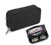 Estuche para bolígrafos de gran capacidad para estudiantes de escuelas primarias coreanas Estuche para bolígrafos Estuche para bolígrafos de doble capa Estuche para bolígrafos creativo negro