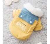 Abrigo cálido para mascotas, ropa de felpa para perros pequeños, chaqueta acolchada de algodón con cuello grande de peluche XS amarillo