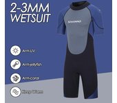 Traje de neopreno de 2/3mm, traje de baño de manga corta para hombre, traje de baño de retales, traje de buceo, traje húmedo de una pieza para surfear medusas 2MM-M azul