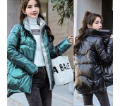 Nueva chaqueta de invierno, parka para mujer, chaqueta de algodón brillante con capucha, parka cálida para mujer, chaqueta acolchada de algodón, ropa de abrigo informal S azul
