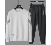 Conjunto deportivo informal de primavera/otoño para hombre: Chaqueta, pantalón cropped, cuello redondo, sudadera manga larga. XL
