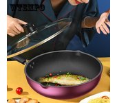 Wok antiadherente, olla y sartenes para el hogar, vajilla para cena familiar, sartén para el hogar, sartén con tapa 26cm púrpura