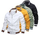 Chaqueta de primavera y otoño para hombre, holgada, con cremallera, sin capucha, informal, normal, con bolsillos laterales y costuras XXXXL blanco