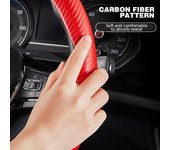 Protector de cuero y fibra de carbono para volante de coche, cubierta de refuerzo de rueda de PVC de cuero de microfibra 1K, antideslizante, Universal, 1 par negro