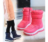 Botas de nieve cálidas de algodón para niños con bonitos copos de nieve de caña alta para invierno 2024: calzado informal de suela blanda a la moda 36 negro
