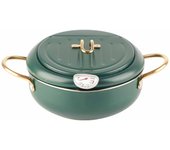 Olla para freír con termómetro, de acero inoxidable, japonesa, para cocina de inducción, color verde oscuro