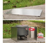 Estufa al aire libre parabrisas cocina de Camping parabrisas plegable cocina de Camping estufa pantalla de viento plata